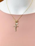 18K Gold Plated Cross Cubic Zirconia Pendant Necklace, Dainty Faith Personalized Gift, N7023
