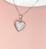 Stainless Steel Heart Flower Locket Pendant Necklace Personalized Customized Monogram Made to Order Jewelry, D390