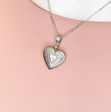 Stainless Steel Heart Flower Locket Pendant Necklace Personalized Customized Monogram Made to Order Jewelry, D390
