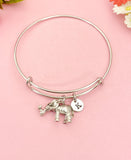 Silver Elephant Bracelet, Personalized Customized Monogram Jewelry, N1098