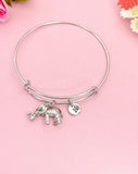 Silver Elephant Bracelet, Personalized Customized Monogram Jewelry, N1098