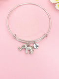 Silver Elephant Bracelet, Personalized Customized Monogram Jewelry, N1098