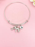 Silver Elephant Bracelet, Personalized Customized Monogram Jewelry, N1098