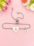 Crocus Flower Heart Charm Silver or Gold Bracelet – Dainty Spring Gift Jewelry, N647