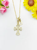 Cross Cubic Zirconia Pendant 18K Gold Plated Necklace, Dainty Personalized Faith Gift, N7024
