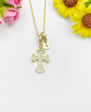Cross Cubic Zirconia Pendant 18K Gold Plated Necklace, Dainty Personalized Faith Gift, N7024