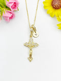 Crucifix Cross Cubic Zirconia Pendant 18K Gold Plated Necklace, Personalized Faith Gift, N7025