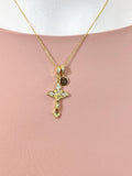 Crucifix Cross Cubic Zirconia Pendant 18K Gold Plated Necklace, Personalized Faith Gift, N7025