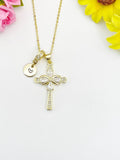 Infinity Cross Cubic Zirconia Pendant 18K Gold Plated Necklace, Dainty Personalized Faith Gift, N7027