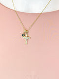 Infinity Cross Cubic Zirconia Pendant 18K Gold Plated Necklace, Dainty Personalized Faith Gift, N7027