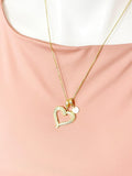 18K Gold Plated Heart Cubic Zirconia Pendant Necklace with Initial Charm