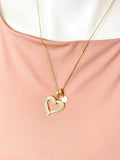 18K Gold Plated Heart Cubic Zirconia Pendant Necklace with Initial Charm