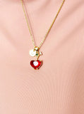 18K Gold Plated Red Cherry Cubic Zirconia Pendant Gold Necklace, Girlfriend, Birthdays Gift, N6928