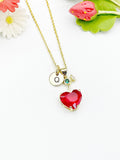 18K Gold Plated Red Cherry Cubic Zirconia Pendant Gold Necklace, Girlfriend, Birthdays Gift, N6928