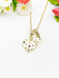 18K Gold Plated Heart Cubic Zirconia Enamel Pendant Gold Necklace, Girlfriend, Birthdays Gift, N6929