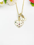 18K Gold Plated Heart Cubic Zirconia Enamel Pendant Gold Necklace, Girlfriend, Birthdays Gift, N6929