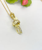 18K Gold Plated Jellyfish Pendant Necklace, Cubic Zirconia Charm, Ocean Beach Jewelry