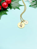 Gold Holly Flower Charm Necklace, N3836G