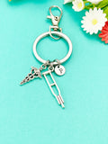 Silver Medical Keychain • Crutches Caduceus Charm • Orthopedic Healthcare Gift, N1980M