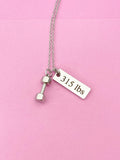 Silver Dumbbell Weightlifting Charm Necklace, N6755A