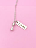 Silver Dumbbell Weightlifting Charm Necklace, N6755A