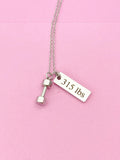Silver Dumbbell Weightlifting Charm Necklace, N6755A