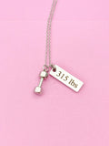 Silver Dumbbell Weightlifting Charm Necklace, N6755A