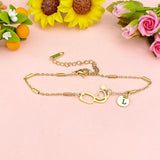 Gold Stainless Steel Stethoscope Heart Bracelet, Hand Stamped Initial Charm, Medical Jewelry