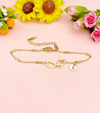 Gold Stainless Steel Stethoscope Heart Bracelet, Hand Stamped Initial Charm, Medical Jewelry