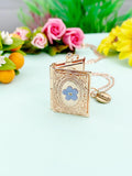 Forget Me Not Miniature Book Locket Rose Gold Necklace, N2130RG