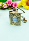 Forget Me Not Miniature Book Locket Bronze Necklace, N2130B