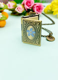 Forget Me Not Miniature Book Locket Bronze Necklace, N2130B