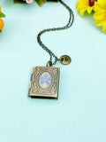 Forget Me Not Miniature Book Locket Bronze Necklace, N2130B