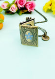 Forget Me Not Miniature Book Locket Bronze Necklace, N2130B
