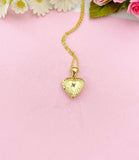 Gold Heart Locket Necklace, Initial Monogram, Personalized Jewelry, D392GA