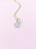 Sakura Cherry Blossom Necklace, Gold Flower Initial Charm, N4875