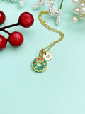 Christmas Wreath Gold Enamel Necklace, N6936