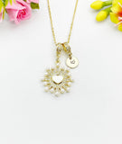 Heart Cubic Zirconia Pendant 16K Gold Plated Necklace, Dainty Personalized Gift, N7028