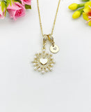 Heart Cubic Zirconia Pendant 16K Gold Plated Necklace, Dainty Personalized Gift, N7028