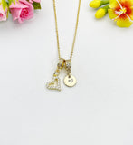 Heart Cubic Zirconia Pendant 18K Gold Plated Necklace, Dainty Personalized Gift for Her, N7029