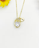 Heart Wearing Crown Cubic Zirconia Pendant Gold Necklace Gift for Her, N7032