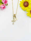 Cross Cubic Zirconia Pendant 18K Gold Plated Necklace, Dainty Personalized Faith Gift, N7033