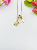 Crab Cubic Zirconia Gold Necklace, Ocean Beach Sea Life Lover Gift, N6942