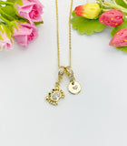 Crab Cubic Zirconia Gold Necklace, Ocean Beach Sea Life Lover Gift, N6942