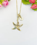 18K Gold Plated Starfish Gold Necklace, Ocean Beach Sea Life Lover Gift, N6944