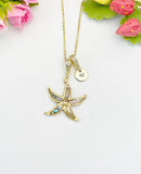 18K Gold Plated Starfish Gold Necklace, Ocean Beach Sea Life Lover Gift, N6944
