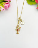 Red Lobster Cubic Zirconia Gold Necklace, Ocean Beach Sea Life Lover Gift, N6947