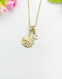 18K Gold Plated Sand Dollar Gold Necklace, Ocean Beach Sea Life Lover Gift, N6948