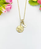 18K Gold Plated Sand Dollar Gold Necklace, Ocean Beach Sea Life Lover Gift, N6948