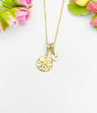 18K Gold Plated Sand Dollar Gold Necklace, Ocean Beach Sea Life Lover Gift, N6948